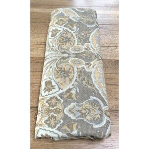 Pottery Barn "Sabrine" Beige Gray Mustard Linen Cotton Queen Duvet Cover Neutral